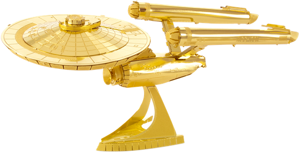 Gold Uss Enterprise Ncc-1701 - Metal Earth: Star Trek Gold: Uss Enterprise Ncc:1701 (600x320), Png Download