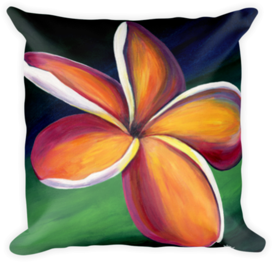 Colorful Square Pillow With Dancing Plumeria Artwork - Acrylic Plumeria (600x600), Png Download
