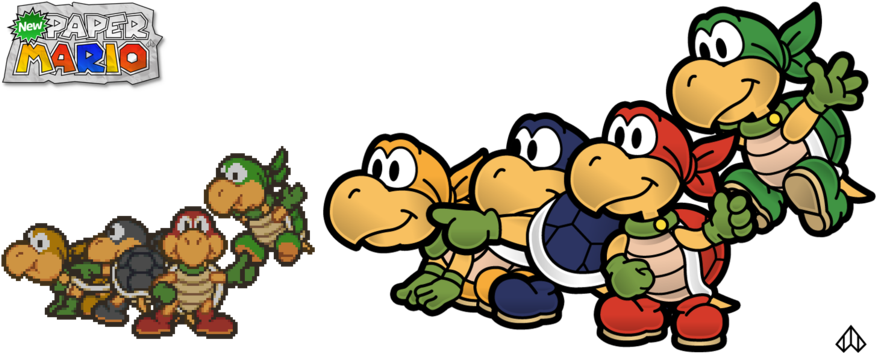 Top 5 Paper Mario Bosses - Paper Mario Koopa Bros (900x376), Png Download