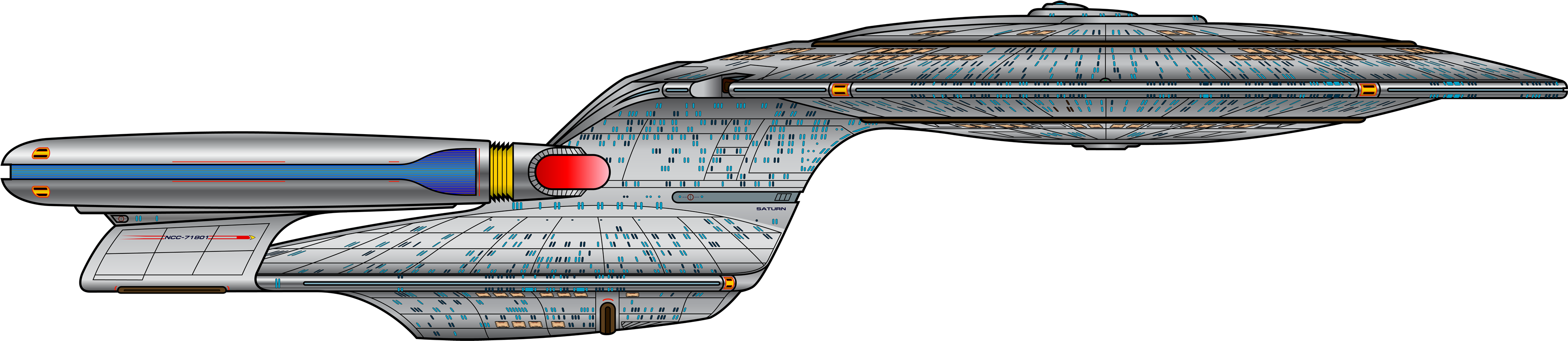 Galaxy Class Starship Png (4000x907), Png Download