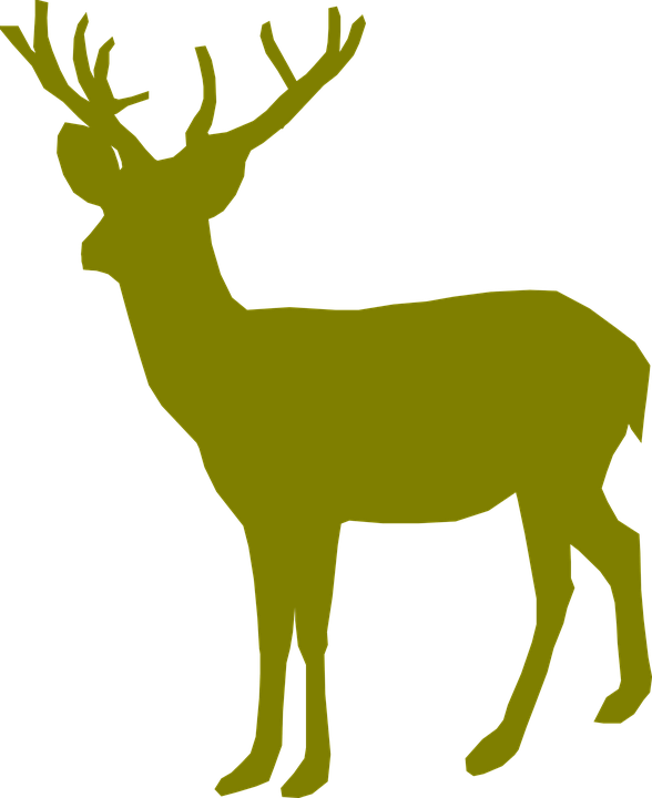 Buck Deer Png Transparent Buck Deer - Green Deer Silhouette (588x720), Png Download