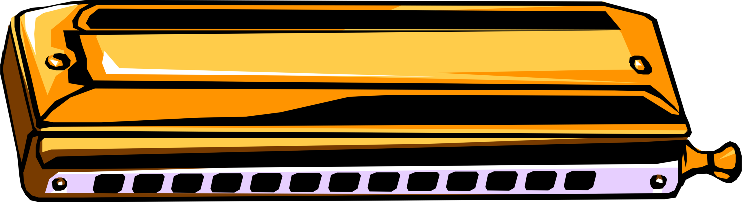 Vector Illustration Of Harmonica Mouth Organ Free Reed - Harmonica Vector Png (2563x700), Png Download