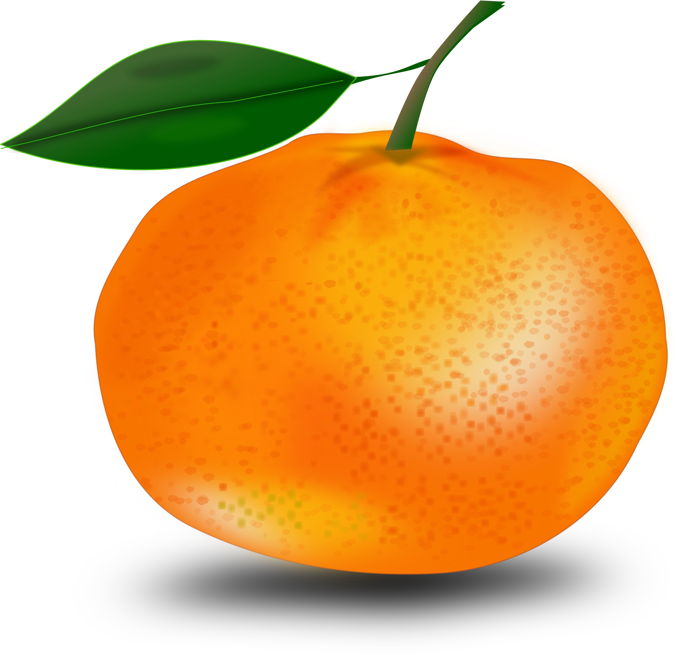 Tangerine Clipart - Orange With A Leaf (2400x2400), Png Download