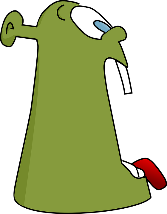 Alien, Martian, Green, Monster, Mouth, Shrek, Troll - Funny Monster Face Shower Curtain (560x720), Png Download