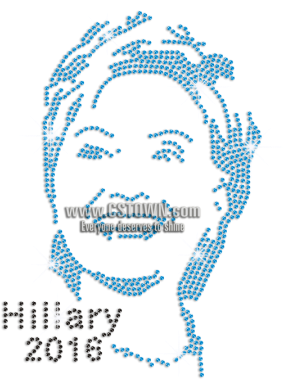 Customized Portrait Of Hillary Iron On Rhinestone Transfer - Illustration (450x450), Png Download