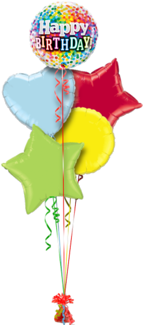 Happy Birthday Confetti Birthday Balloon - 18' Happy Birthday Rainbow Confetti Round Foil Balloon (286x686), Png Download