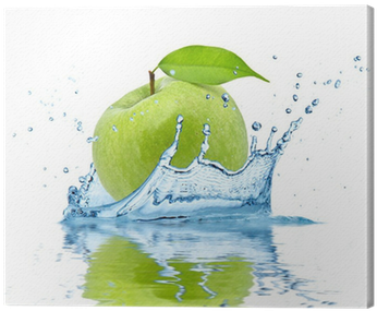 Green Apple Falling Into Water, Isolated On White Background - Stickers Lave Vaisselle Orange (400x400), Png Download