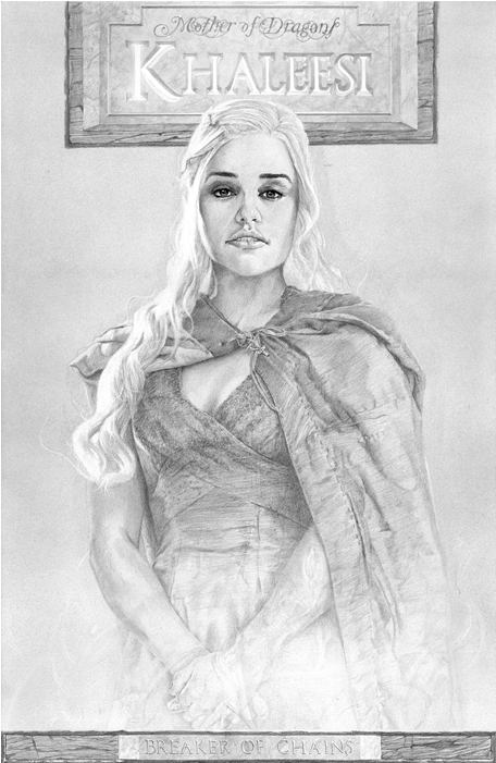 Banner Black And White Khaleesi Targaryen Paul Limgenco - Daenerys Targaryen (628x700), Png Download