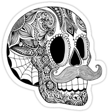 Mustache Mexican Sugar Skull Tattoo Design Day Of The Dead Skull Mustache Full Size Png Download Seekpng