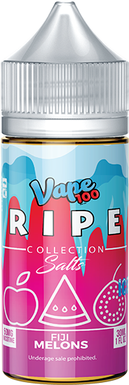 Fiji Melons On Ice Nic Salt By Vape 100 Ripe Collection - Kiwi Dragon Berry Ripe (600x600), Png Download