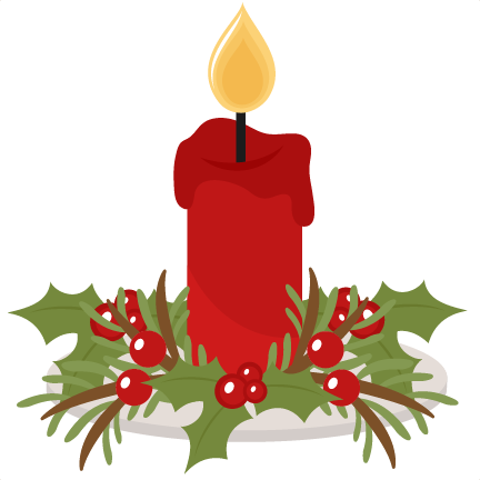 Christmas Candle Scrapbook Cut File Cute Clipart Files - Christmas Candle Design Clipart (432x432), Png Download
