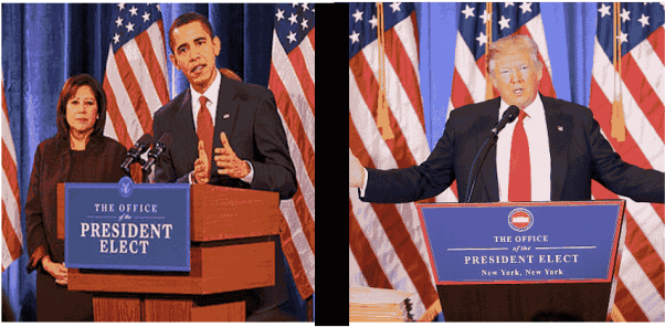Has Anyone Else Notice The Podium Signs At Trump Events, - Obama (678x353), Png Download