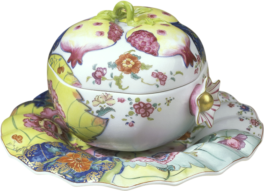 Tobacco Leaf Pomegranate Box W/stand - Mottahedeh Tobacco Leaf Pomegranate Bx St (1507x1000), Png Download