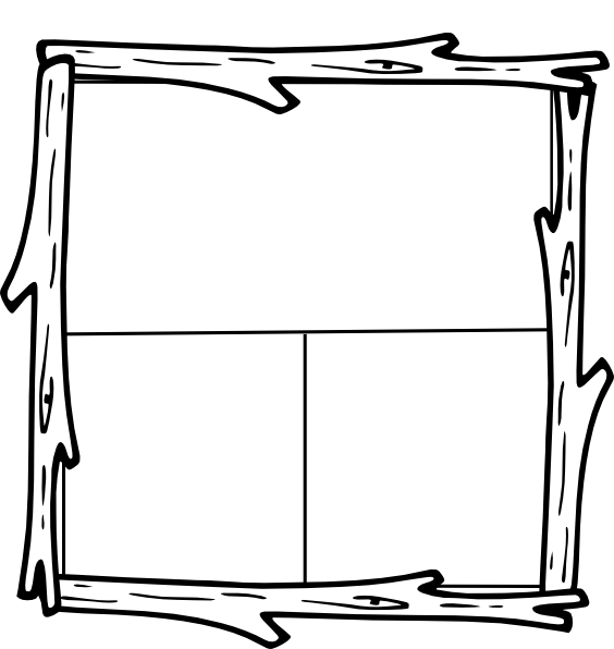 Wooden Frame Clipart Black And White (564x596), Png Download