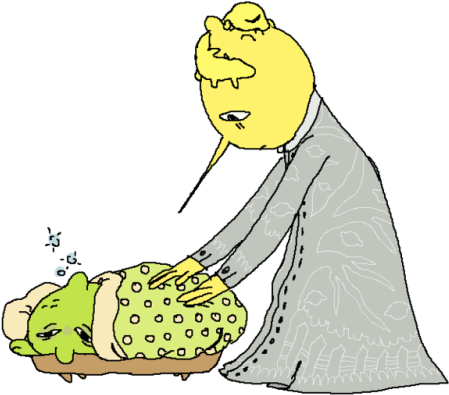 Lemongrab Tucking One Of His Lemon Children Into Bed (500x416), Png Download