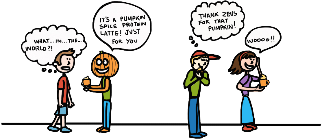 Pumpkin Spice Protein Latte - Pumpkin Spice Latte Man (1184x650), Png Download
