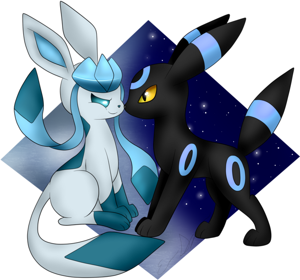 Glaceon Umbreon Shiny Freetoedit - Pokemon Glaceon And Umbreon (1024x1024), Png Download