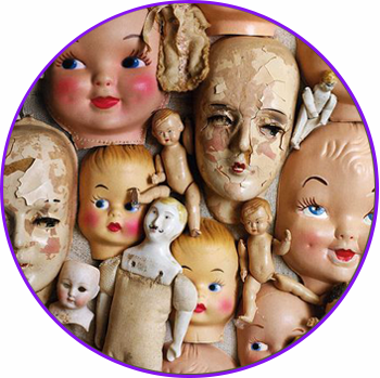 Curiosities - Collection Of Dolls Creepy (350x349), Png Download
