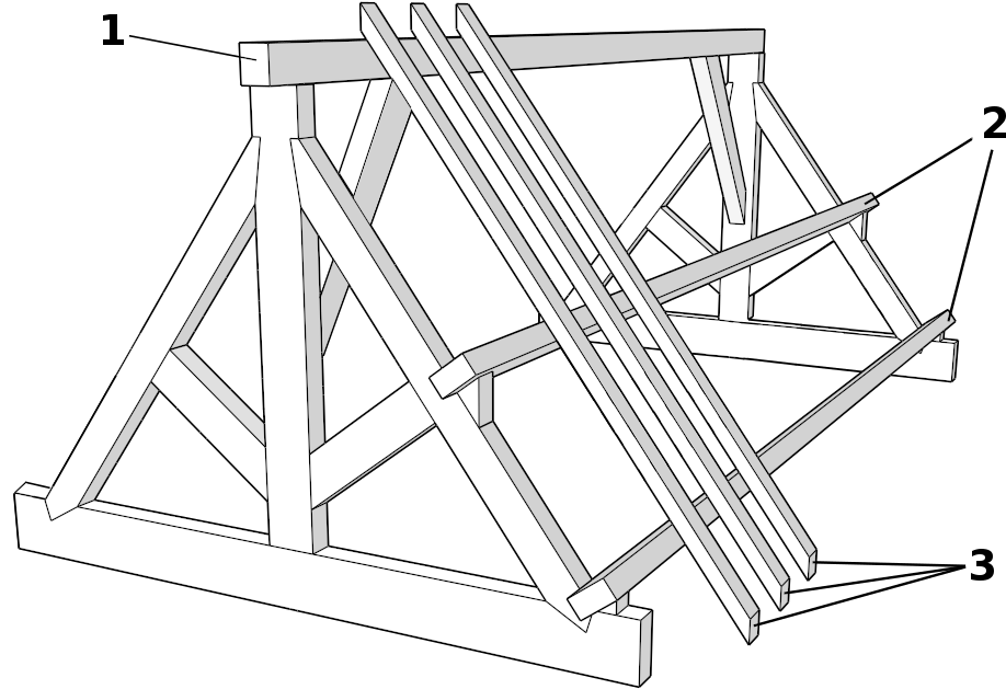 Image Library Roofing Drawing Roof Truss - Roof Trusses Frame (1200x791), Png Download