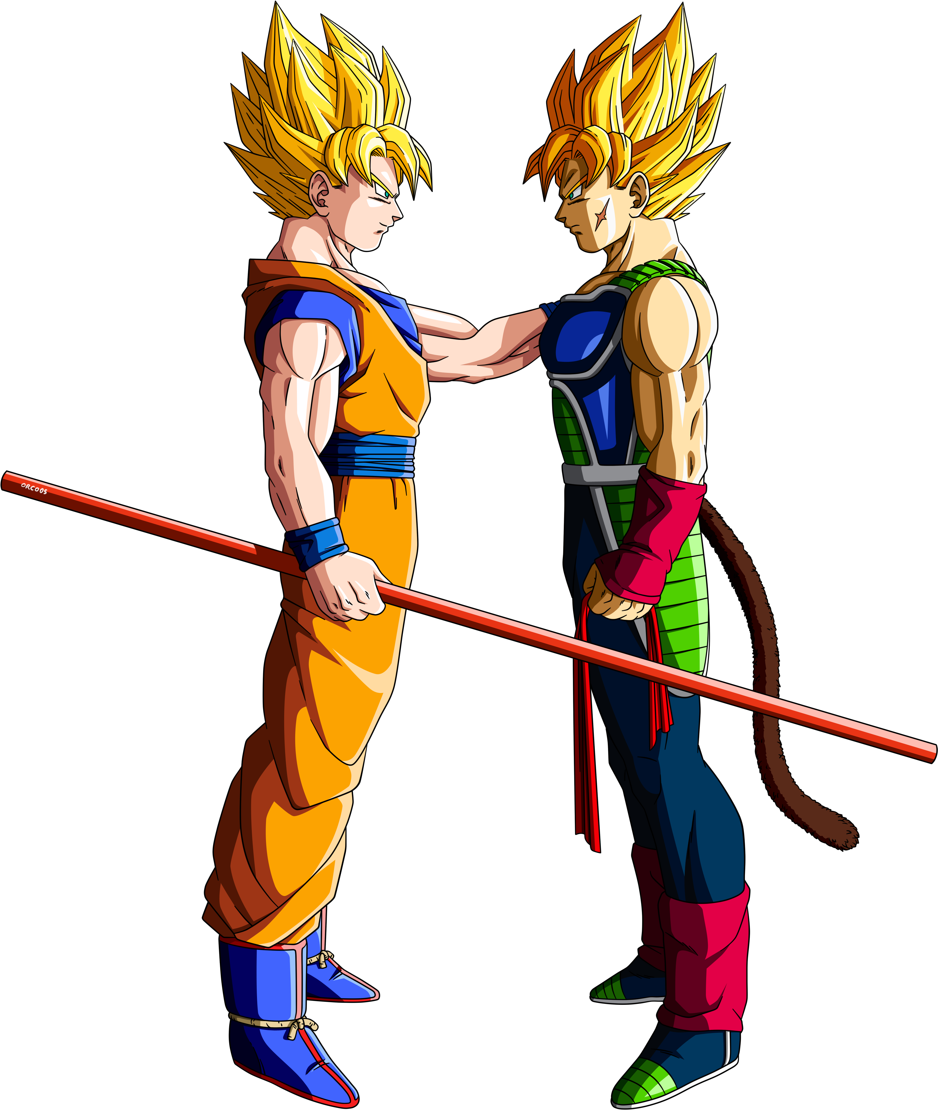 Vector Royalty Free Download Bardock Drawing Goten - Bardock And Goku Ssj (3358x4500), Png Download