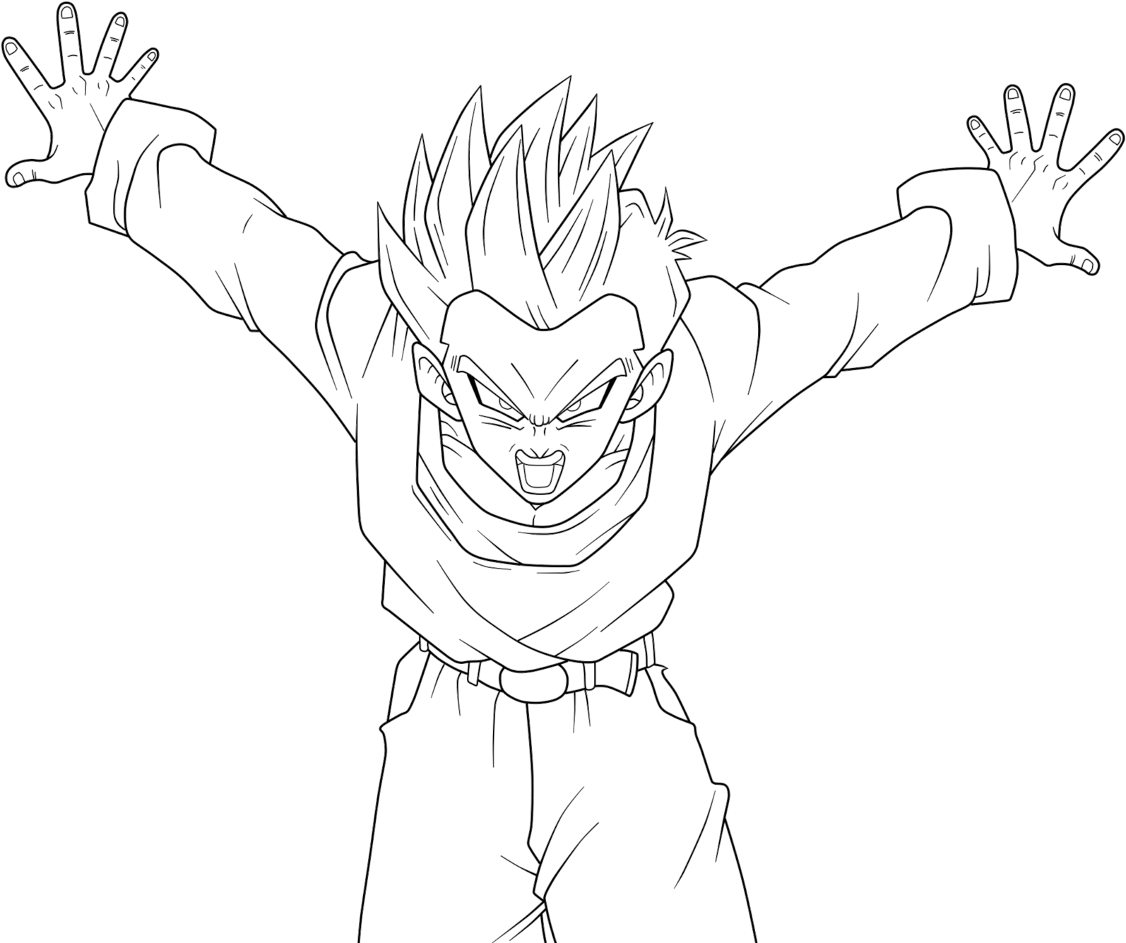 Baby Goten Ssj By Leorine On Deviantart - Gotenks Lineart (1600x1382), Png Download
