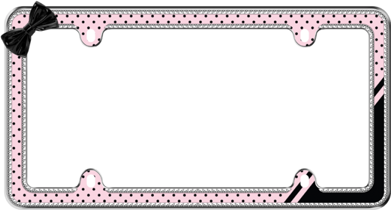 Pink/black Polka Dots With Bow $24 - Cruiser Accessories Retro Polka Dot Bling License Plate (640x343), Png Download