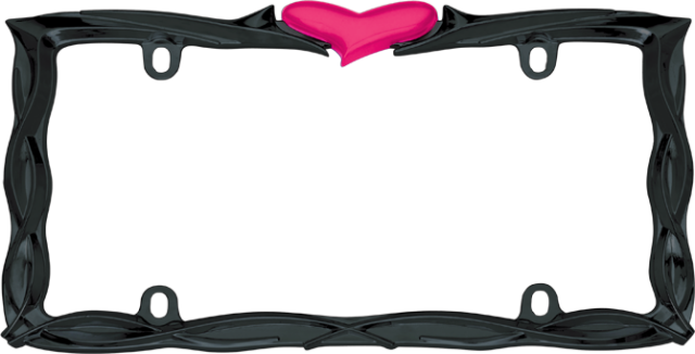 Hot Pink Heart On Chrome Or Black Frame - Black & Pink Frames (640x326), Png Download