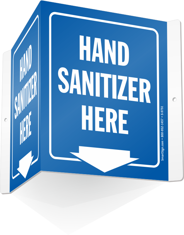 Hand Sanitizer Here Projecting Sign - Smartsign By Lyle Smartsign Projecting Aluminum V-sign, (628x800), Png Download