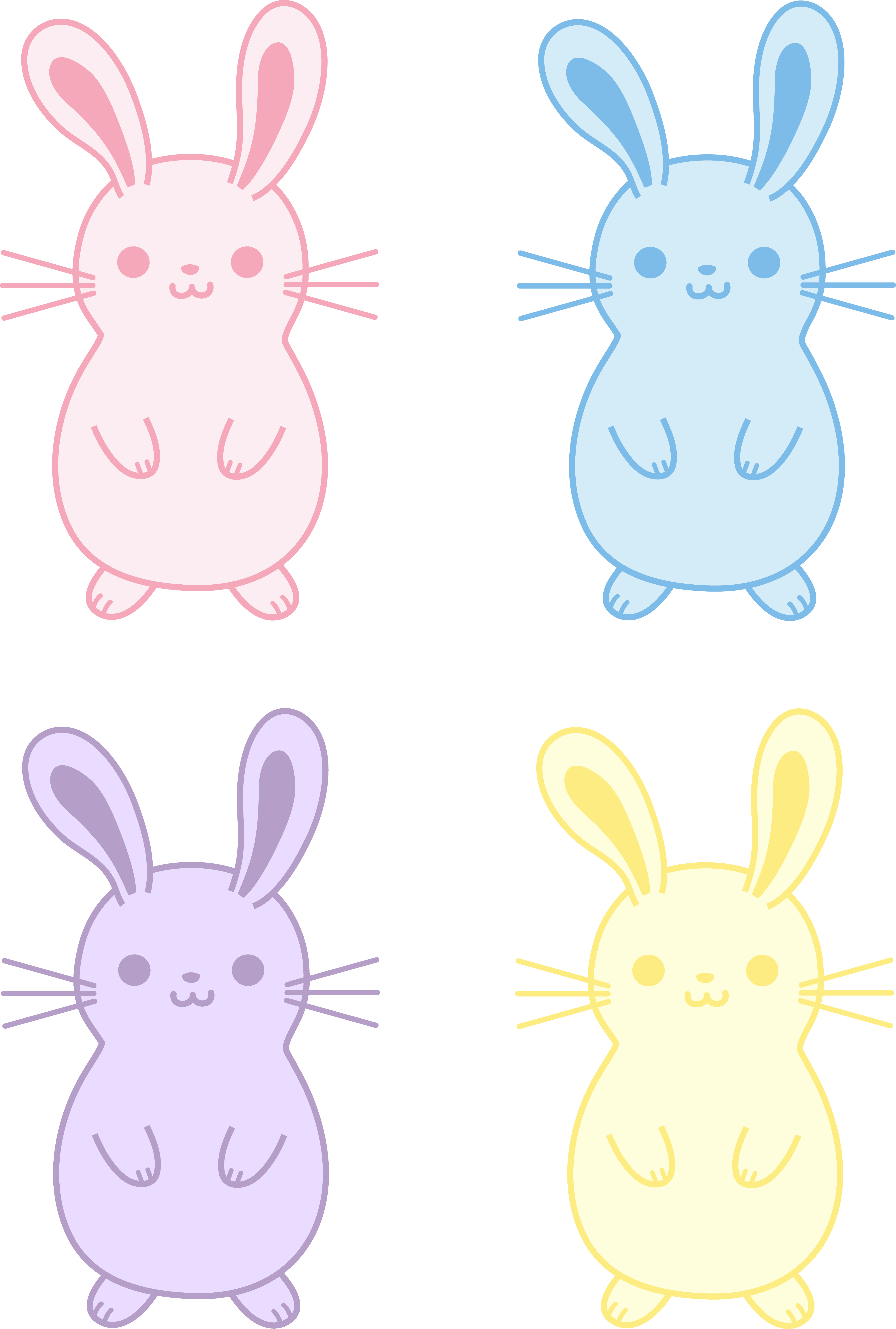Set Of Four Cute - Adorable Easter Bunny Cartoon (4902x7268), Png Download