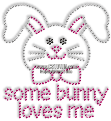 Cute Bunny Bling Crystal Iron Ons For Children - Rabbit (450x450), Png Download