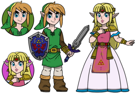 Link And Zelda In A Super Mario 3d World Style - Cartoon (500x346), Png Download