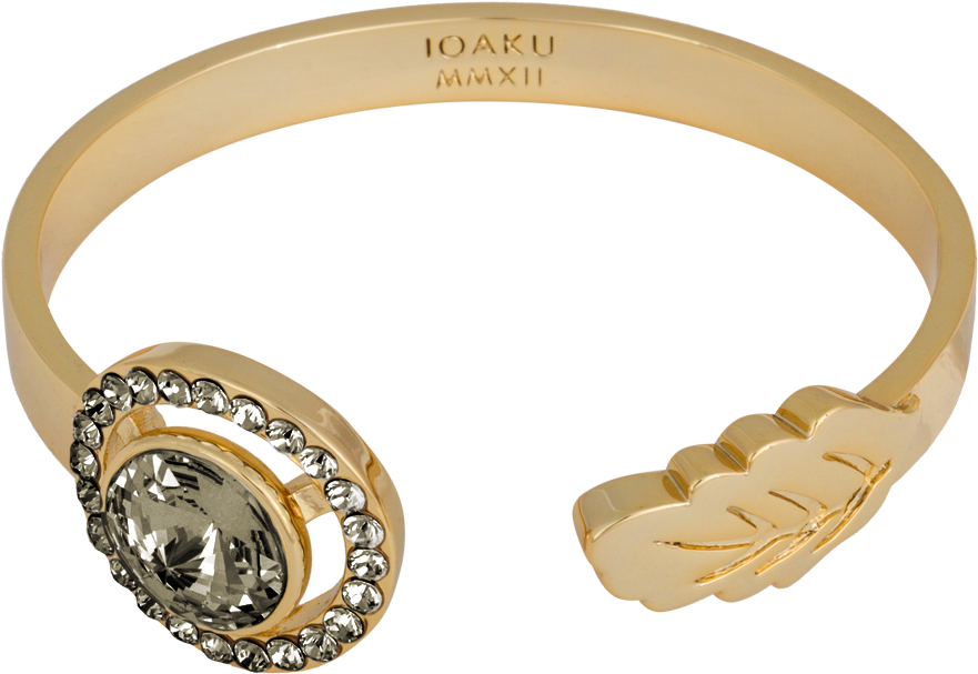 Ioaku Bracelet Cuff Swarovski Gold Smoke - Bracelet (1000x880), Png Download