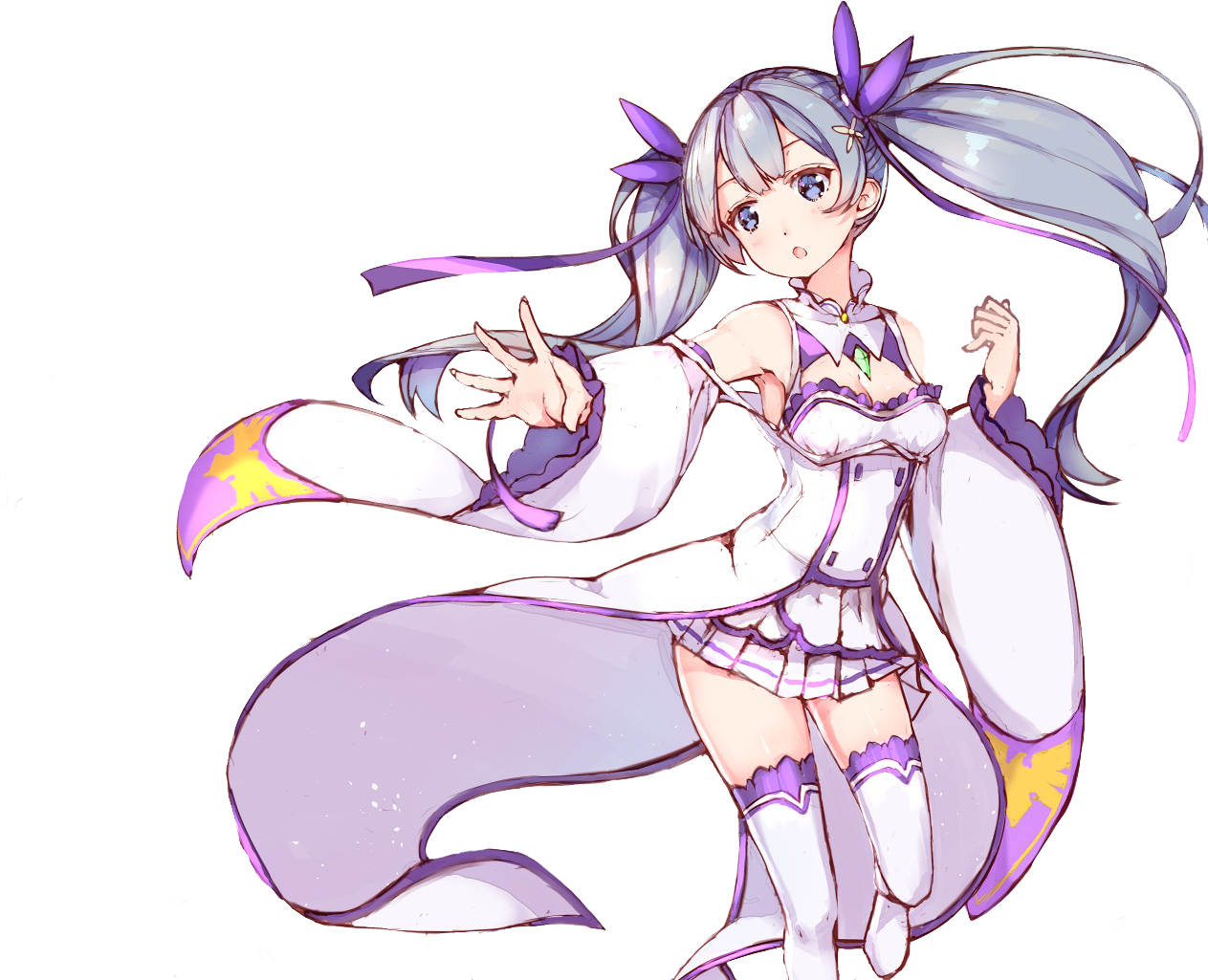 Zero] Twintails Emilia - Re Zero Emilia Render (1384x1024), Png Download
