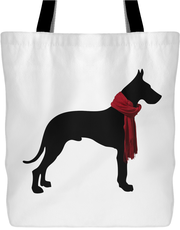 Great Dane With Red Scarf Tote Bag - Professional Dog Walker Png (1024x1024), Png Download