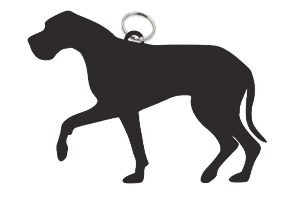 Great Dane Key Ring Fob - Great Dane Silhouette (1000x1000), Png Download