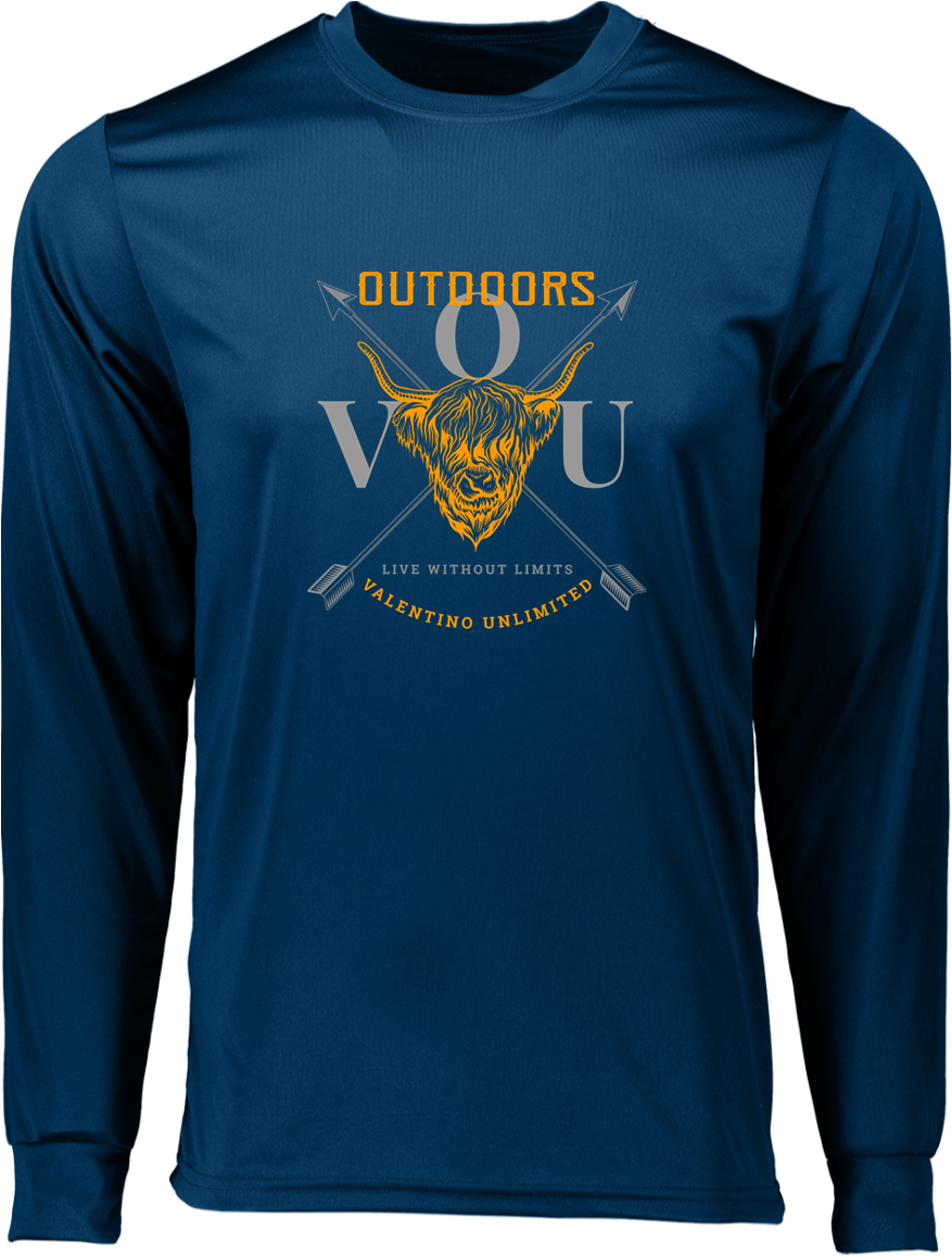 Vuo Bull And Crossed Arrows Ls Wicking T-shirt - Long-sleeved T-shirt (1155x1155), Png Download