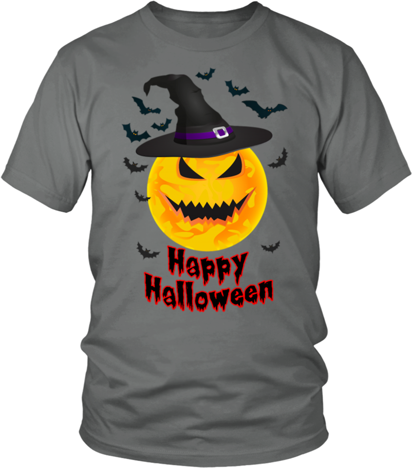 Halloween Yellow Moon And Bats Art T Shirt - Halloween Yellow Moon Bats (960x960), Png Download