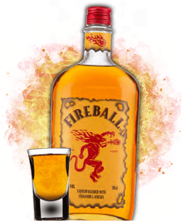 Cinnamon Liqueur With Shot - Fireball Cinnamon Whisky 700ml (370x451), Png Download