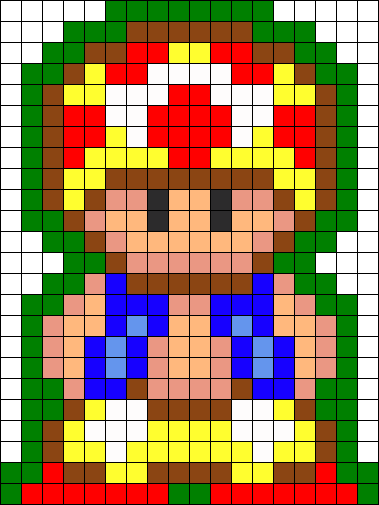 Mario Bros 2 8 Bit Toad Perler Bead Pattern / Bead - Mario Theme Perler Bead Patterns (379x505), Png Download