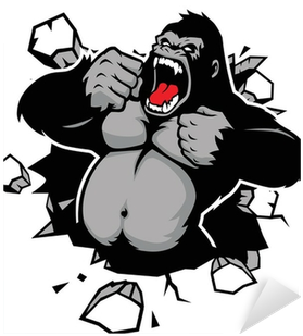 Angry Gorilla Head Black And White (400x400), Png Download