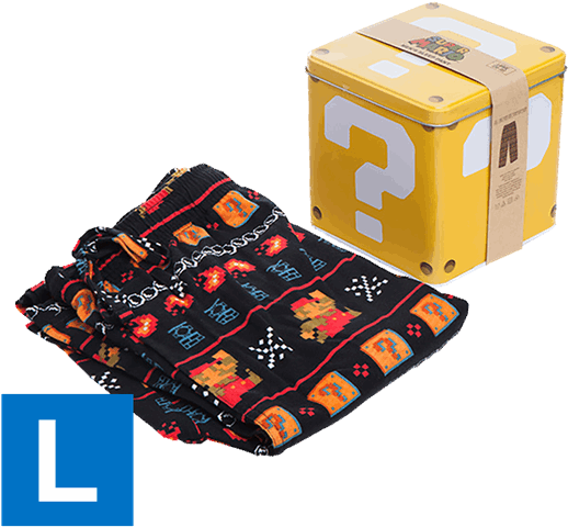 Super Mario 8-bit Lounge Pants With Collectors' Tin - Box (600x600), Png Download