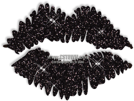Black Glitter Kiss Lip Iron On Transfer Design - Black Glitter Lips Transparent (450x450), Png Download