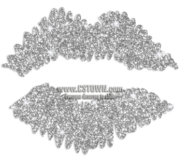 Bling Kiss & Lips Hotfix Glitter Iron-on Transfer Motif - Silver Glitter Lips Png (450x450), Png Download