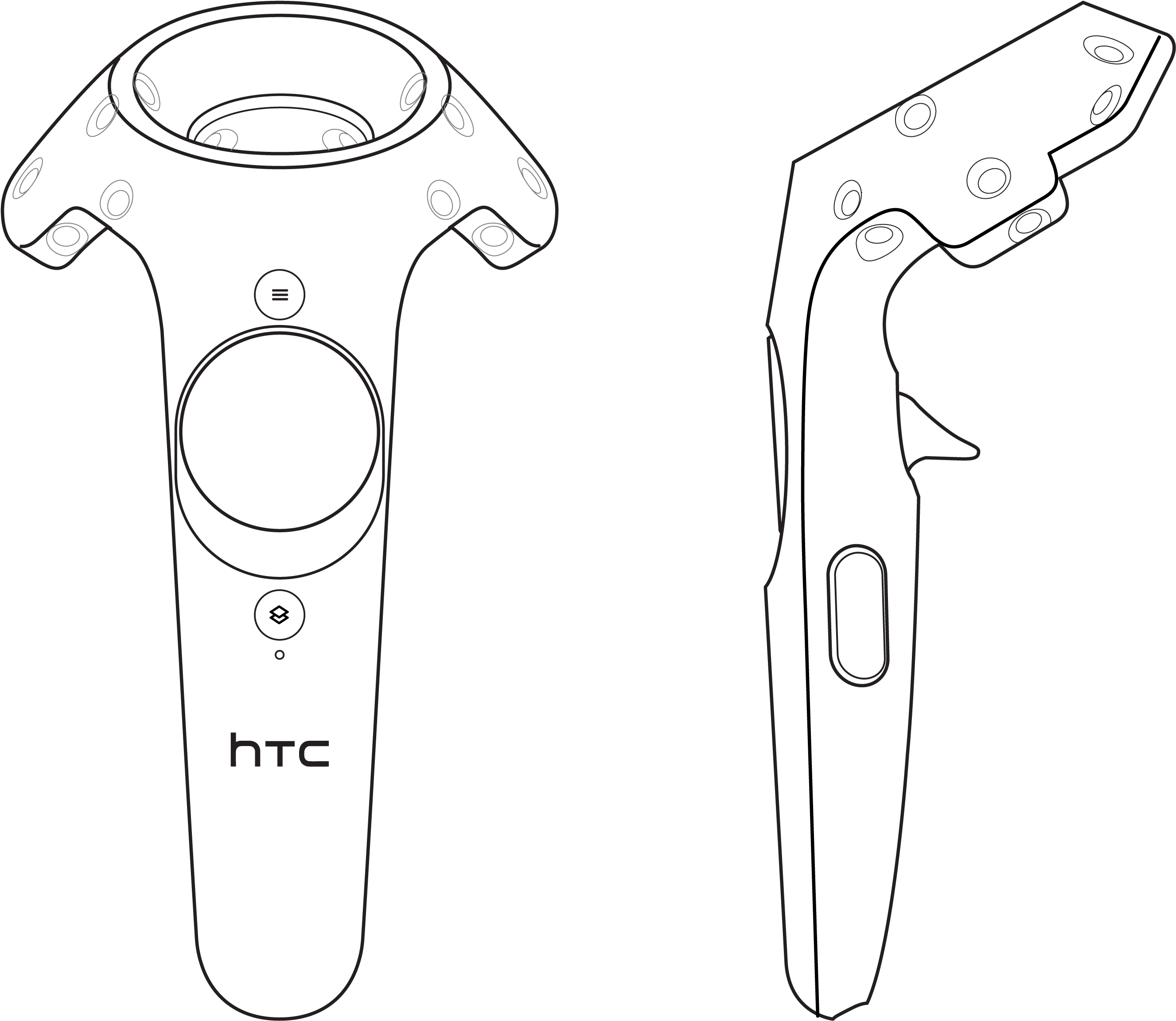 Vive Controllers Technical Drawing White Blank - How-to (3120x3120), Png Download