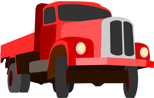Truck Traffic Cargo Goods Red Auto Machine - Desenho Caminhão Vermelho Png (519x340), Png Download
