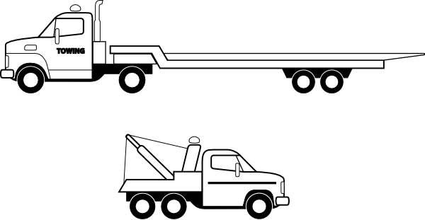 Flatbed Truck Coloring Page (600x311), Png Download