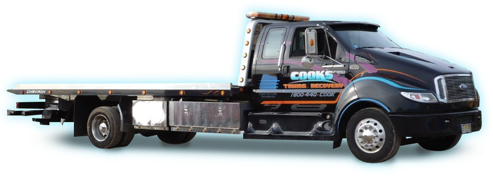 Towing Cooks-truck1 - All Hooked Up Towing & Recovery (979x389), Png Download