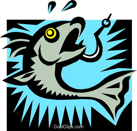 Hooked Fish Royalty Free Vector Clip Art Illustration - Illustration (480x459), Png Download