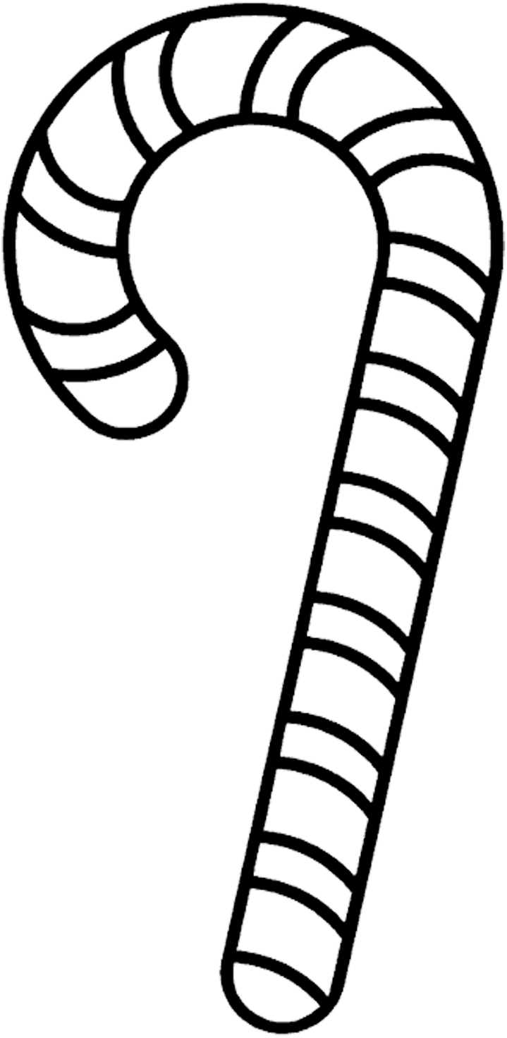 Candy Cane Template Printable Coloring Page Source - Christmas Candy Cane Outline (1600x1600), Png Download
