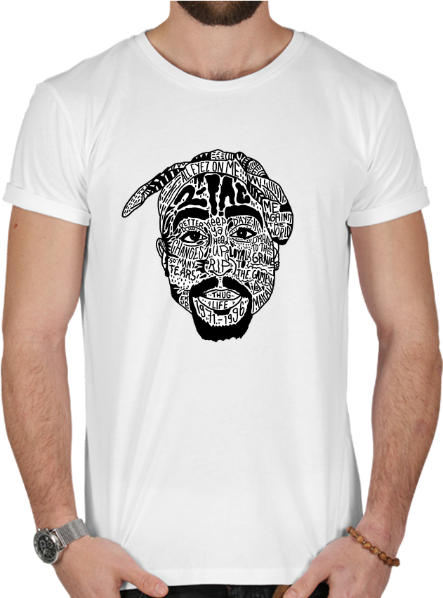 T-shirt Men 180g Tupac By Nick Cocozza - Tote Bag Stanley Stella Tupac Par Nick Cocozza (690x850), Png Download
